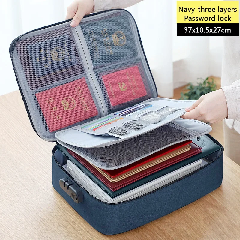 

Grote Capaciteit Multi-layer Document Tickets Opbergtas Certificaat File Organizer Case Home Reizen Paspoort Aktetas Met Slot