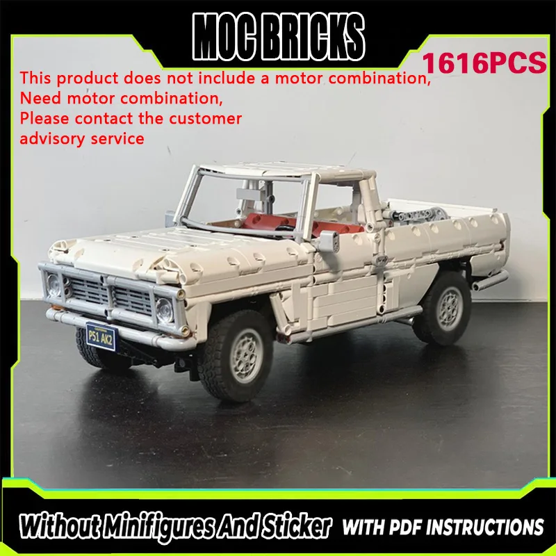 

Конструктор City Car Model MOC: Ретро-пикап F100, модульная технология, подарки, праздничный набор для сборки, детские игрушки