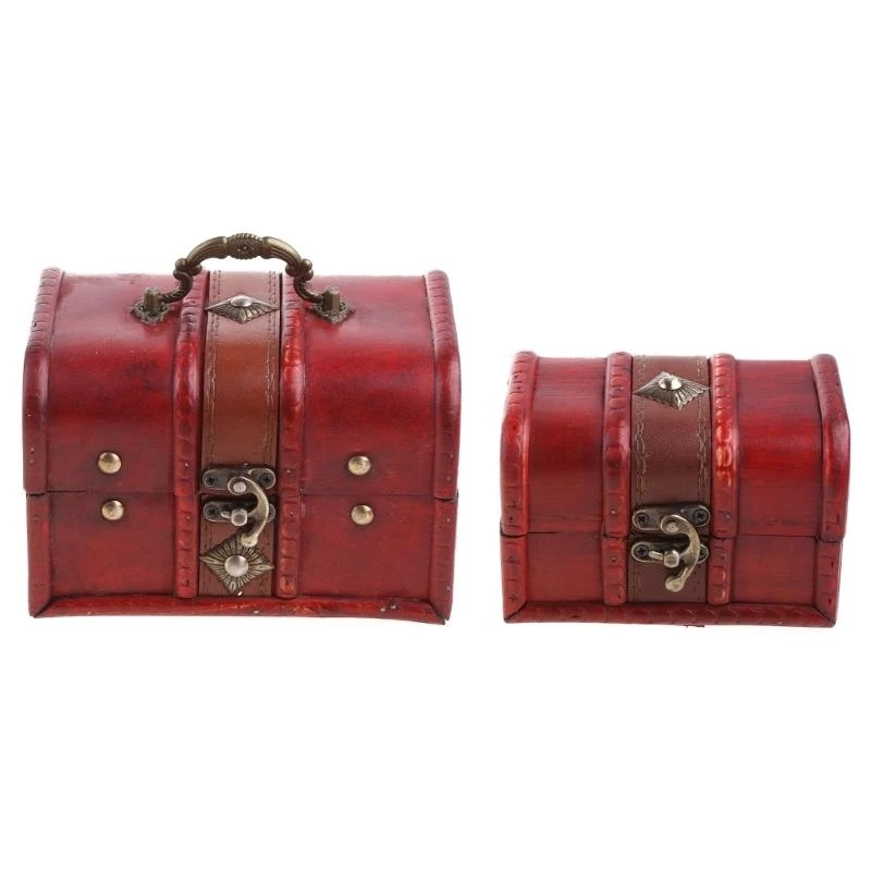 2Pcs Set Wooden Pirate Jewellery Storage Box Case Holder Vintage Z07 Drop Shipping