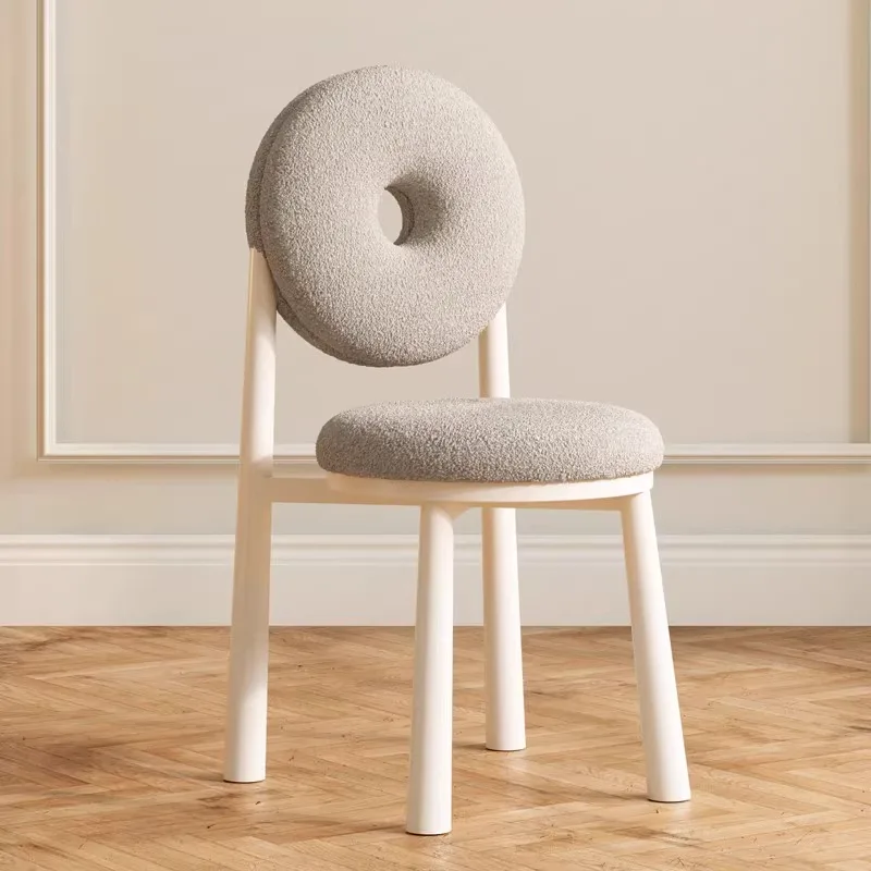 

Nordic Makeup Chair Donut Shape Dining Chair Modern Simple Backrest Wool Velvet Chair Cream Style Home Ins Living Room Furniture