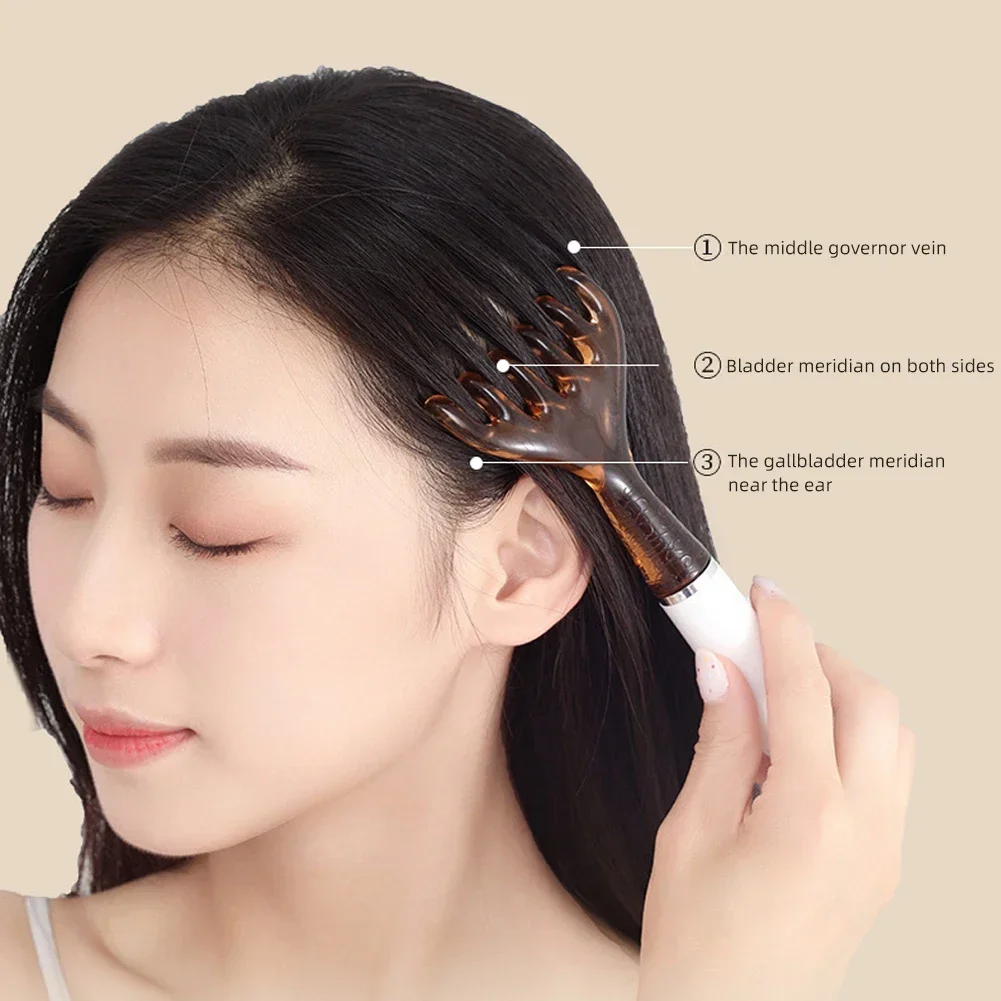 مشط رعاية الرأس مشط تدليك ميريديان ستة مخالب غوا شا كشط مدلك واسعة الأسنان الوجه غوا شا كشط تدليك الجسم الرعاية