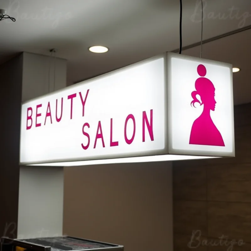 Kotak Lampu LED Kustom Tanda Bisnis Luar Ruangan Tanda Etalase Gantung Dinding Etalase Dua Sisi Akrilik Tahan Air