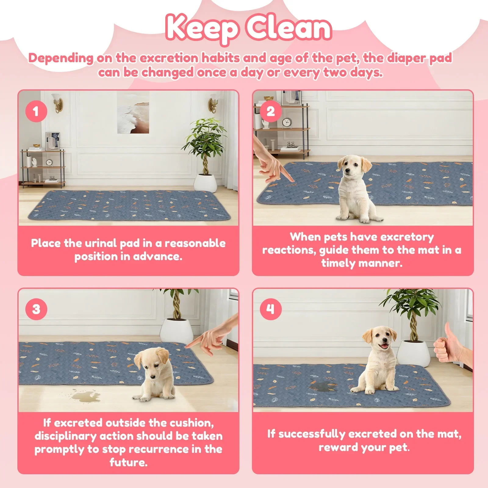 2Pcs Guinea Pig Pee Pad 47x24 Inch Puppy Kitten Blanket Bed Mat Absorbent Bedding Training Mat Reusable Small Pet Soft Sleep Mat view 5