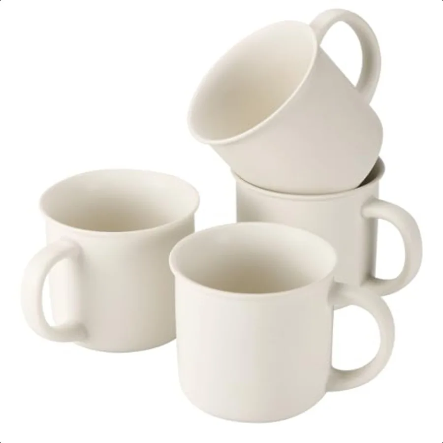 

Edenseelake White Coffee Mugs Set of 4 12 Ounce Coffee Mugs with Handles Ceramic Coffee Cups Porcelain Mugs Sets for Coffee Tea