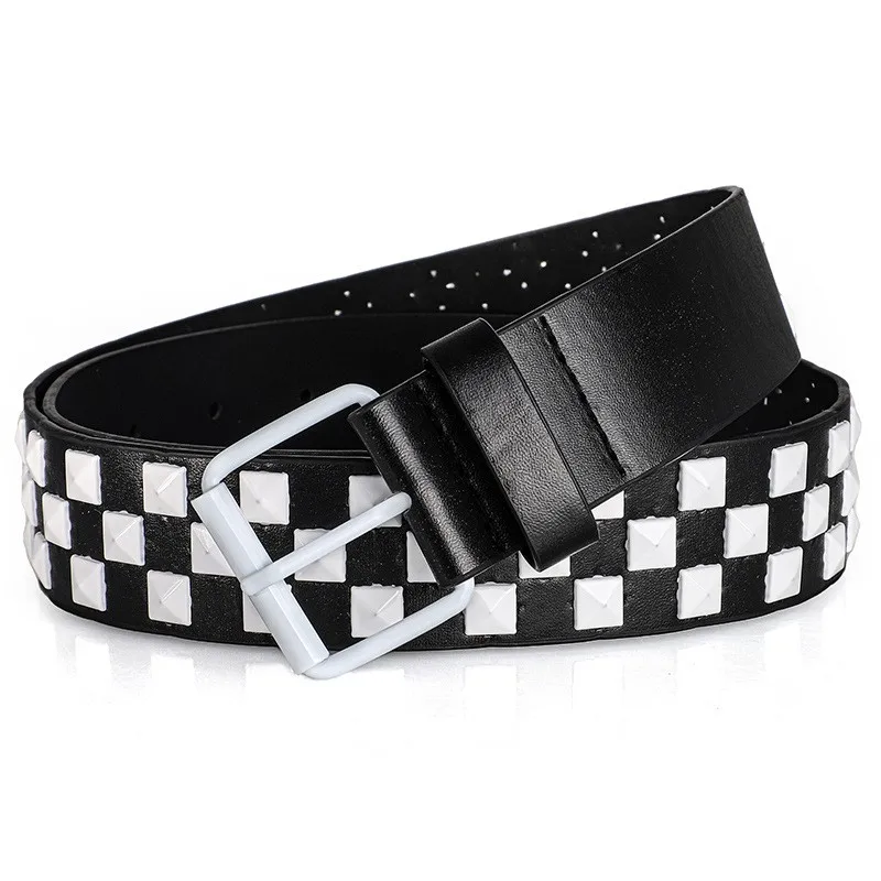 Bunter Nietengürtel für Damen, Unisex-Gürtel im Y2K-Stil, Heavy-Metal-Gürtel, europäischer und amerikanischer Punk-Rock-Jeansgürtel – Detail 4