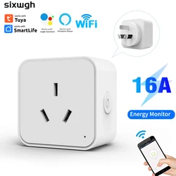 Tuya Wifi Smart AU Socket With Power Monitor Australian Tuya Smart Life App Control Smart Plug Works With Alexa Google Home