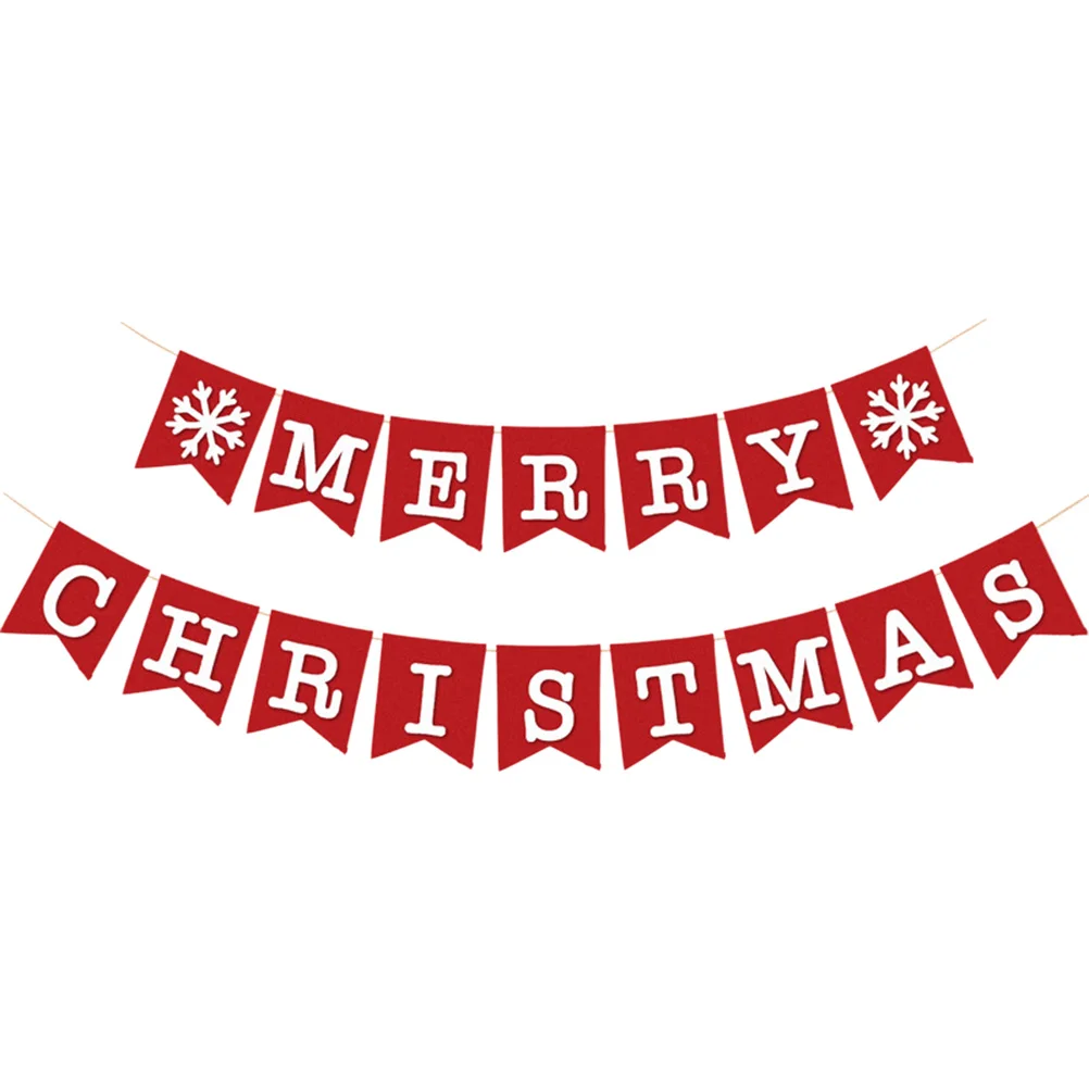 

Merry Xmas Banner Christmas Decoration Pull Flag Chritmas Banners Decorate Red Bunting