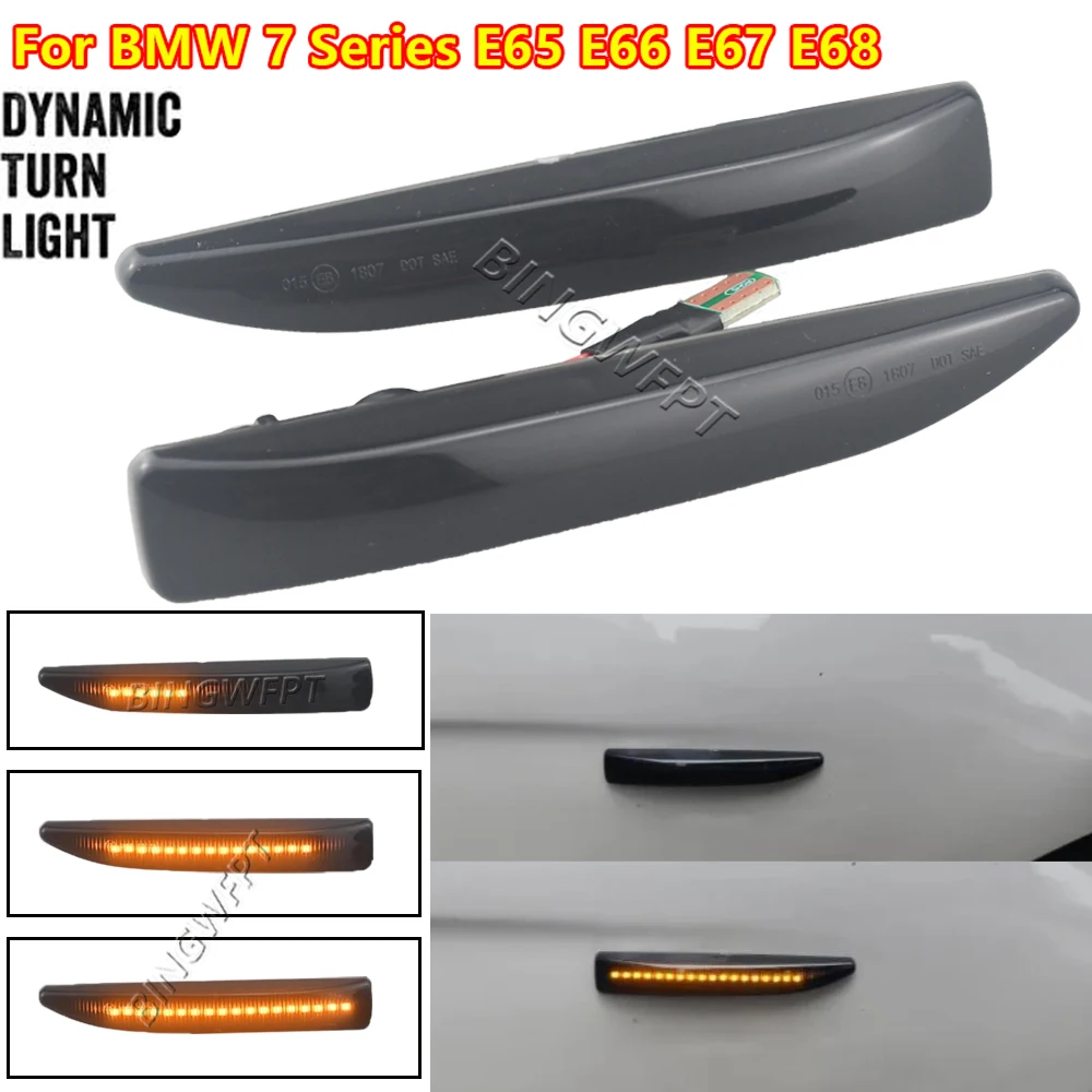 

2 шт. для BMW 7 серии E65 E66 E67 E68 2001-2008 Автомобильный светодиодный боковой габаритный указатель поворота Динамический плавный последовательный индикатор