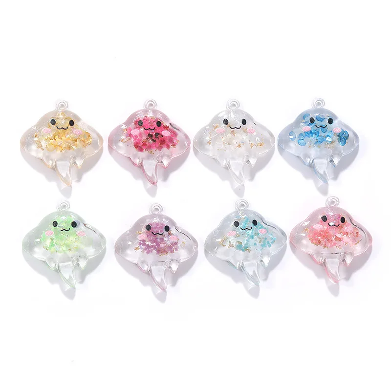 10Pcs Luminous Manta Rays Resin Charms Jellyfish Pendant For Jewelry Making Accessories DIY Earrings Necklace Keychain view 3
