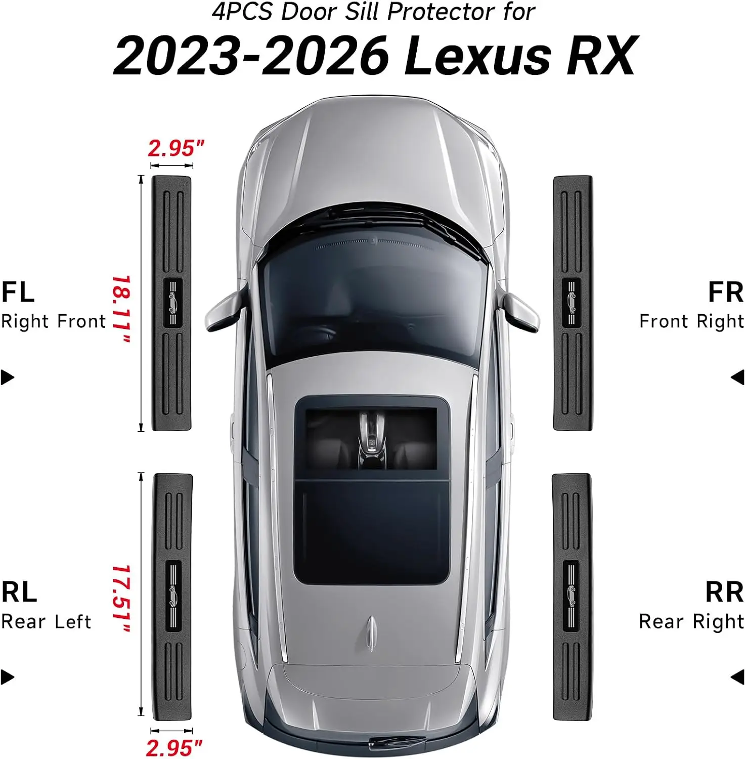 For  Lexus 2023-2027 RX RX350 RX350h RX500h F Sport Accessories Matte Black ABS Plastic Material Auto Door Entry Guards