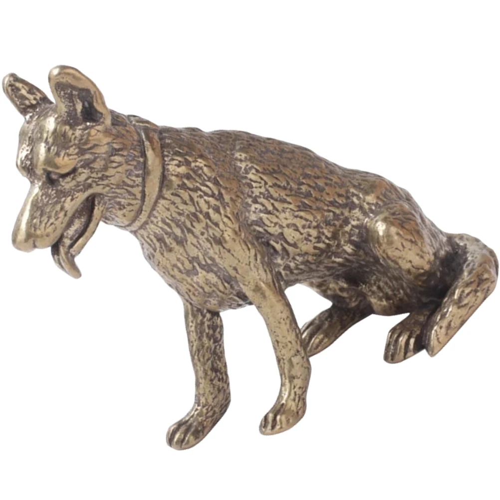 

Brass Wolf Dog Figurine Retro Decor Car Home Office Adornment Miniature Animal Statue Elegant Creative Desk nament Brass
