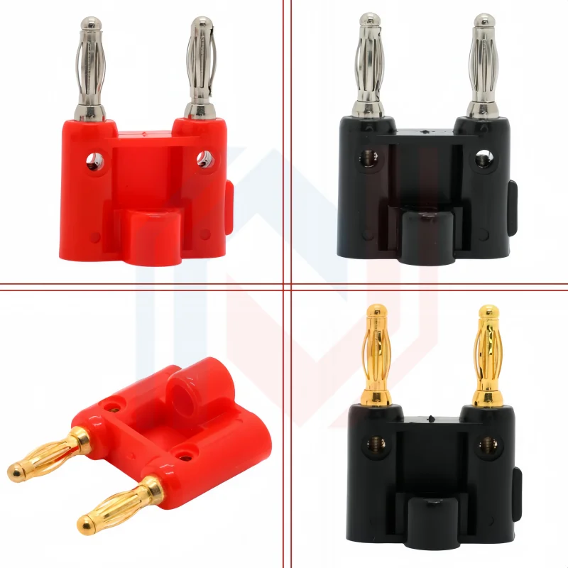 Gold-plated Double Row 4mm Banana Plug Cable Connector 4mm Dual Banana Audio Speaker Screw Cross Plug Wire Terminals