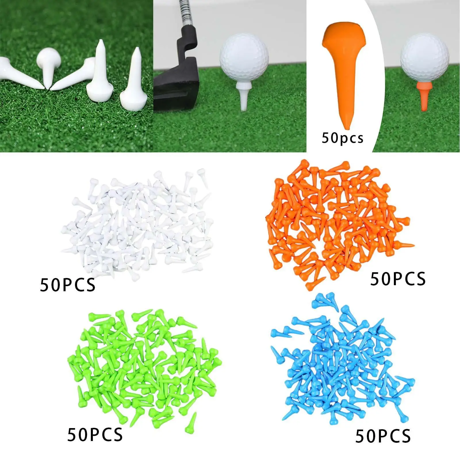 50x Golf Tees Practicing Portable Hitting Reusable Golf Ball Holder Training Aid for Beginners Adults Indoor Golfer Men Women