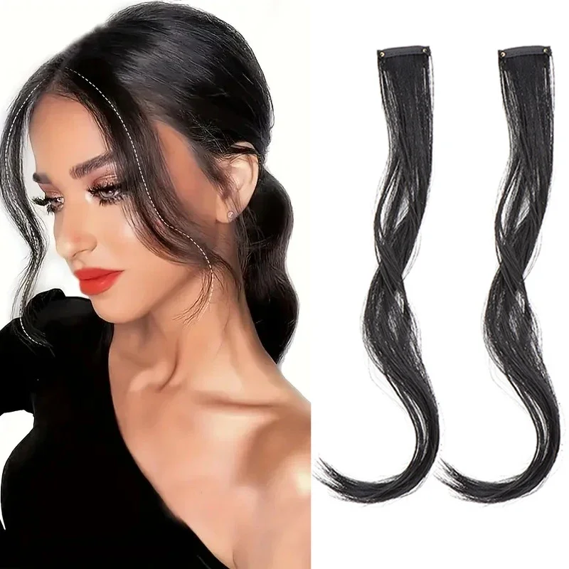 

12-дюймовые синтетические элегантные вьющиеся волны, 2 шт., боковая челка на клипсе для женщин, длинные волосы, парик, аксессуары для укладки волос своими руками