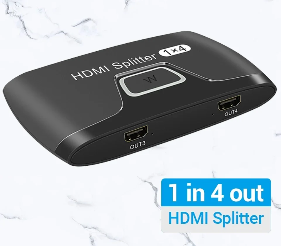 

HDMI-compatible Splitter 4K/30Hz 3D 1x4 HDMI-compatible Switcher Splitter 1 in 4 out HD Switch for MiBox PS4 Laptop HDTV Monitor