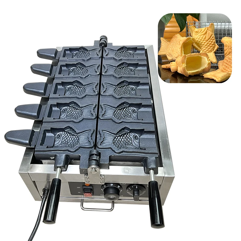 Commercial Non-stick Open Mouth Taiyaki Machine Ice Cream Cone Taiyaki Waffle Maker
