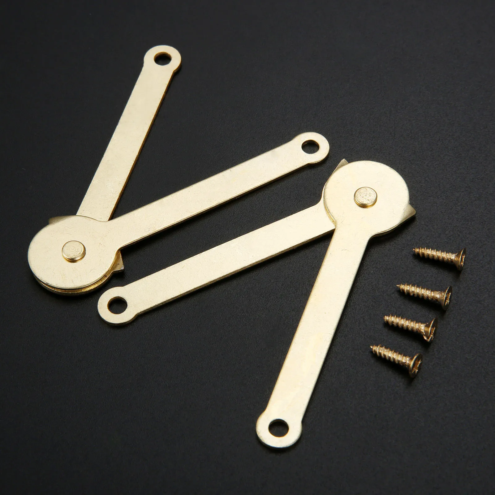 2Pcs Golden Lid Support Hinges 68mmx8mm Gold Stays Hardware Cabinet Door Kitchen Cupboard Hinges