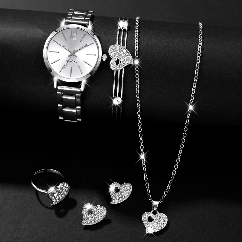 Popular Women's Fashion Quartz Watch Fashion Heart Bracelet Set, Perfect for Daily Commuting and Giving Gifts to Friends