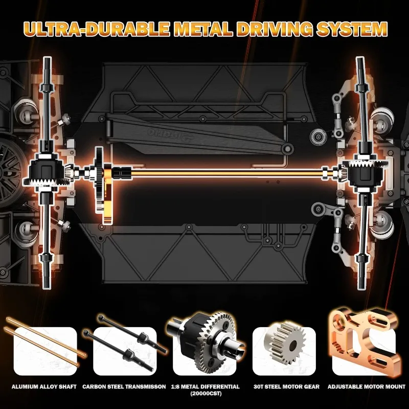 1/10 AK-917 سيارات RC سريعة بدون فرش للبالغين، ماكس 75 ميل في الساعة هواية كهربائية على الطرق RTR مع أجهزة معدنية 9 كجم، محرك 3650 4300 كيلو فولت