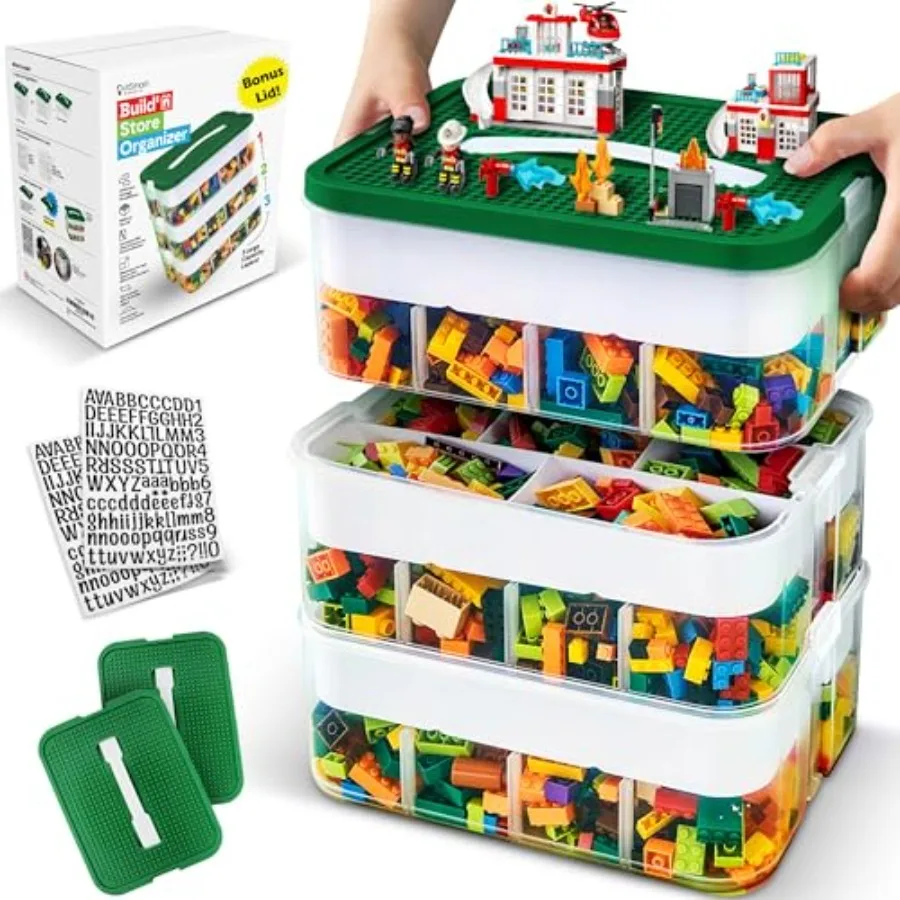

Органайзер для игрушек Stackale Toy Stora с крышкой для хранения кукол и поделок, 3 регулируемых отделения