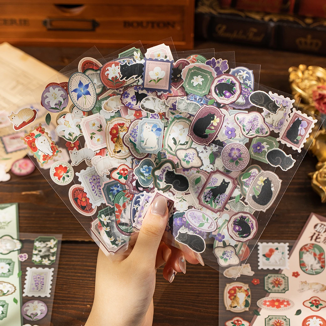 

2 листа креативные ретро наклейки с изображением кота и цветка, коллаж, мусорный журнал, сделай сам, ручная работа, скрапбукинг, эстетические принадлежности для журналов