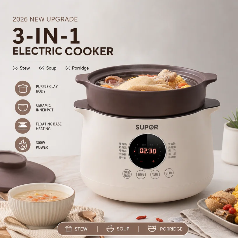 2026 New Upgrade Electric Stew Pot Bird's Nest Electric Stew Pot 4L Home Porridge Soup Health Electric Casserole Baby Stew Pot