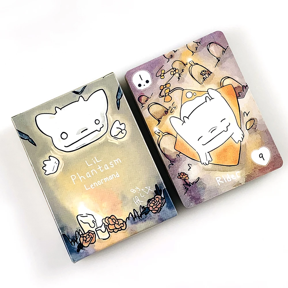 Lil Phantasm Lenormand Oracle Deck 36 Cute Ghost-Themed Oracle Unique Artistic Fortune Telling Board Games Halloween Games