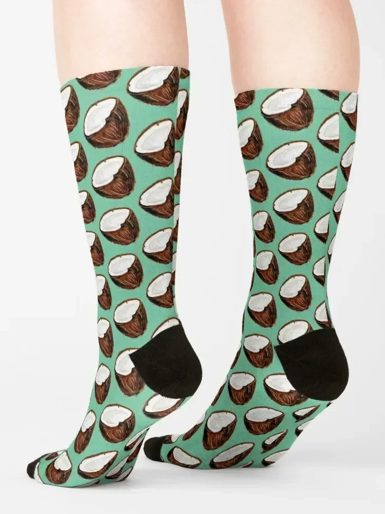 Coconut Pattern - Teal Socks kawaii sports stockings gifts colored Socks For Women Men's