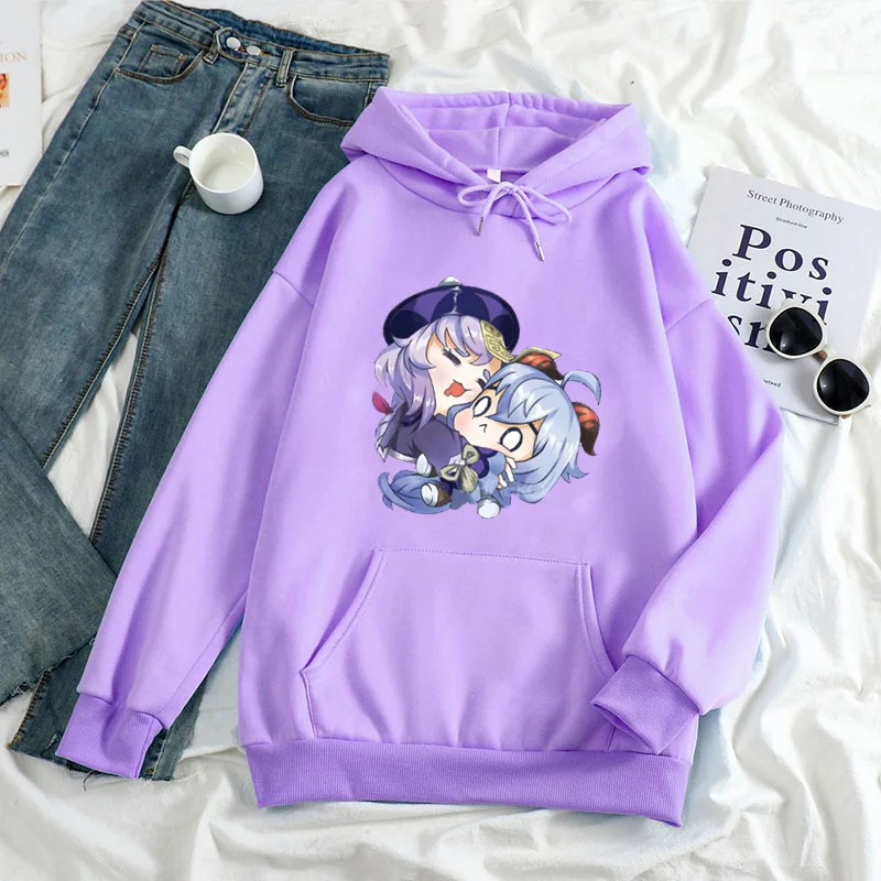 Ganyu Cosplay Costume Genshin Impact Hooded Xiao Zhongli Women Sweatshirt Harajuku Winter Warm Female Streetwear Casual Clothing