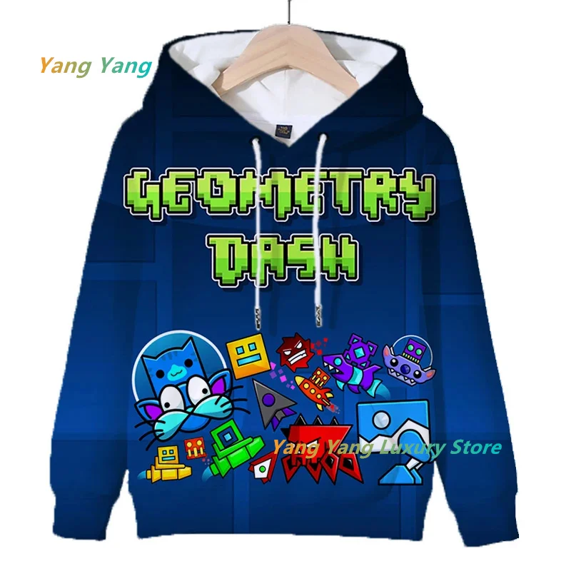 3D Print Hoodies Cartoon Game Sweatshirts Tops Christmas Kids Geometry Dash Children Long Sleeve Pullovers Coat Sudadera Gifts