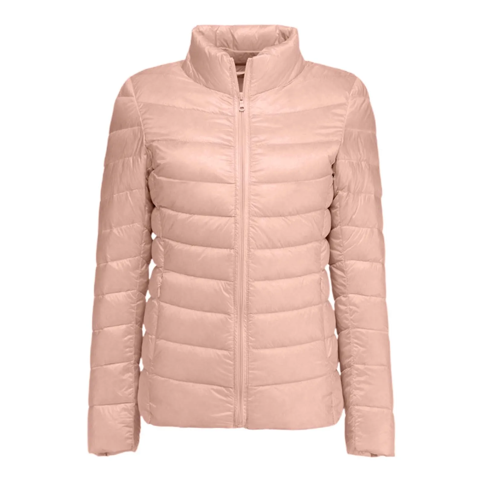 2024 inverno nuove donne piumini leggeri Slim Fit femminile imbottito parka tinta unita o-collo piumino soprabito