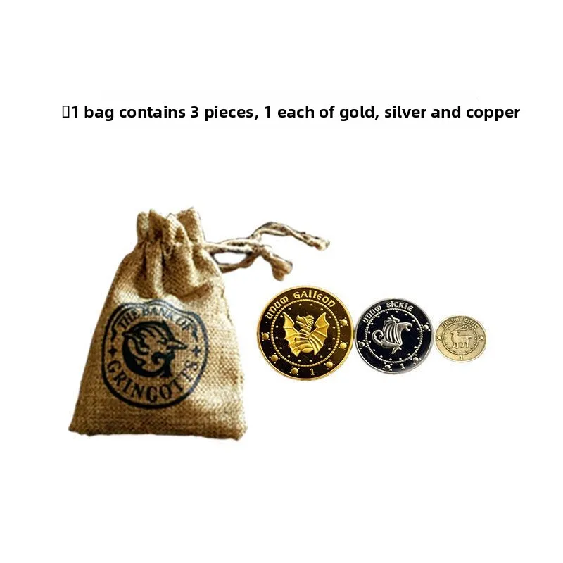 Ensemble de pièces de monnaie Gringotts Harry Potter, pièces commémoratives Galleon, accessoires de film Poudlard pour collection et cosplay