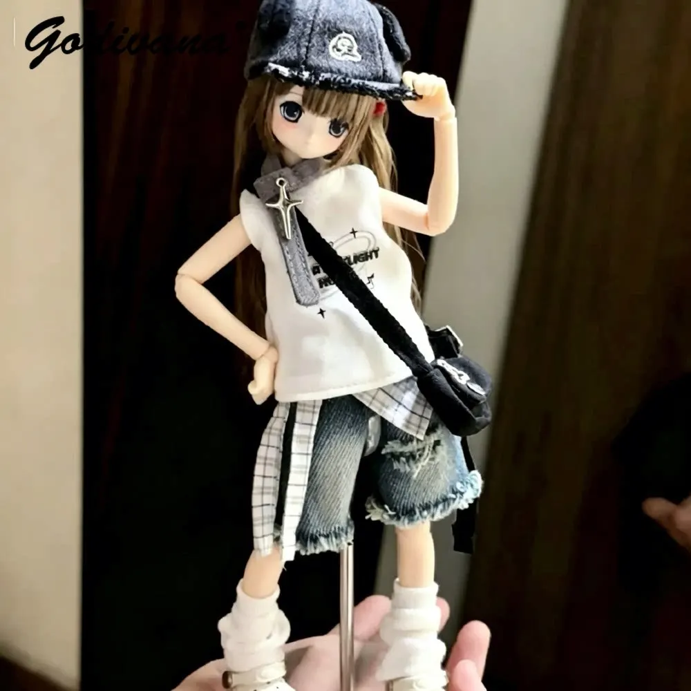 azone-ob22-ob24-tenue-de-poupee-bjd-de-style-street-cool-t-shirt-a-manches-courtes-imprime-short-en-jean-effiloche-avec-sac-vetements-pour-poupee