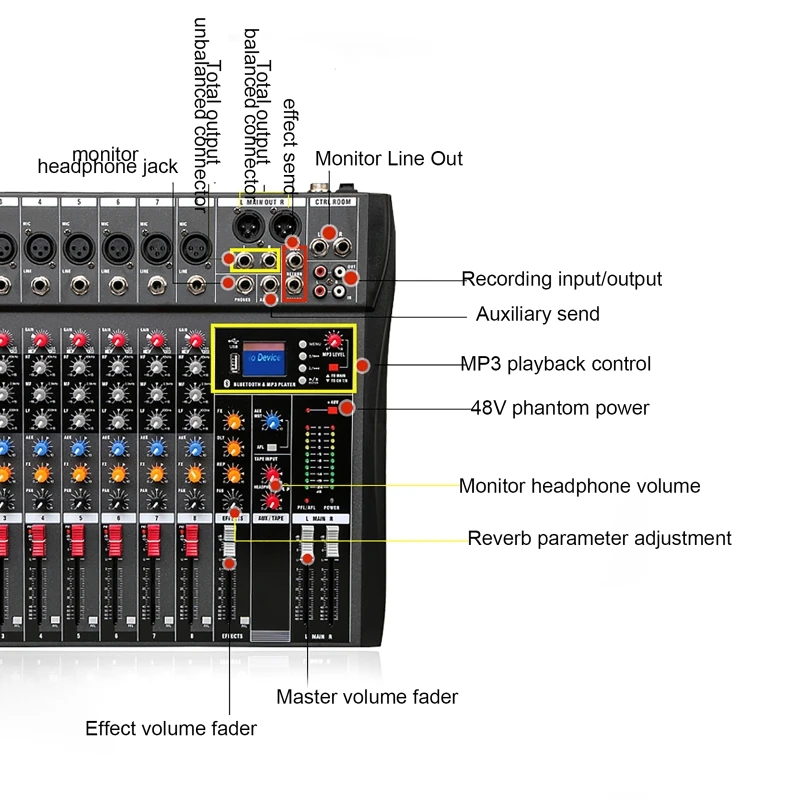 Audio Mixer Sound Mixing Table Card Professional Pc Digital Consoles Interface Console Pro Equipment 8 Channel Dj Controller