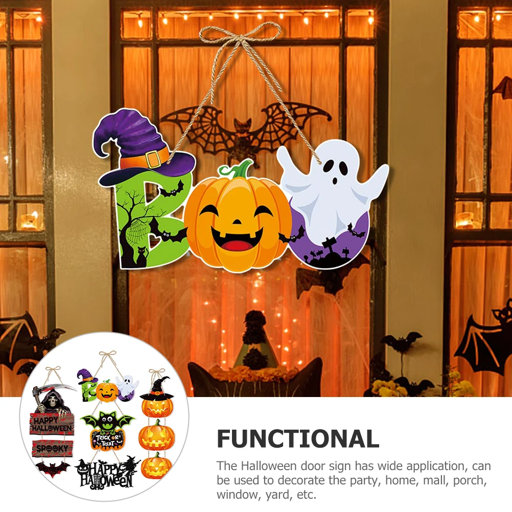 

5pcs Pumpkin Bat Hanging Decor Halloween Paper Sign For Front Door Yard Window Porch Party Home Decor Ornaments