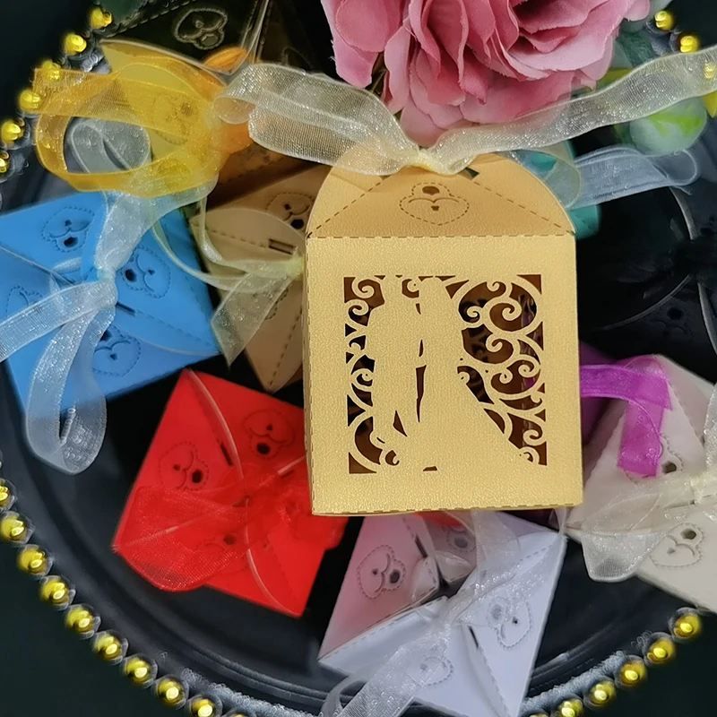 

Bride and Groom Candy Boxes Wedding Favor Gift Box Sweet Packaging Bags With Ribbon Mariage Engage Anniversary Party Decorations