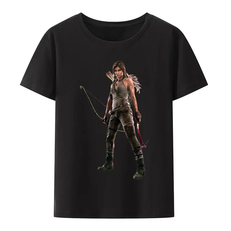 الكلاسيكية لعبة تومب رايدر لارا تي شيرت مطبوع الرجال النساء شخصية الموضة محب الشارع الشهير الهيب هوب الاتجاه كول Camisetas #1
