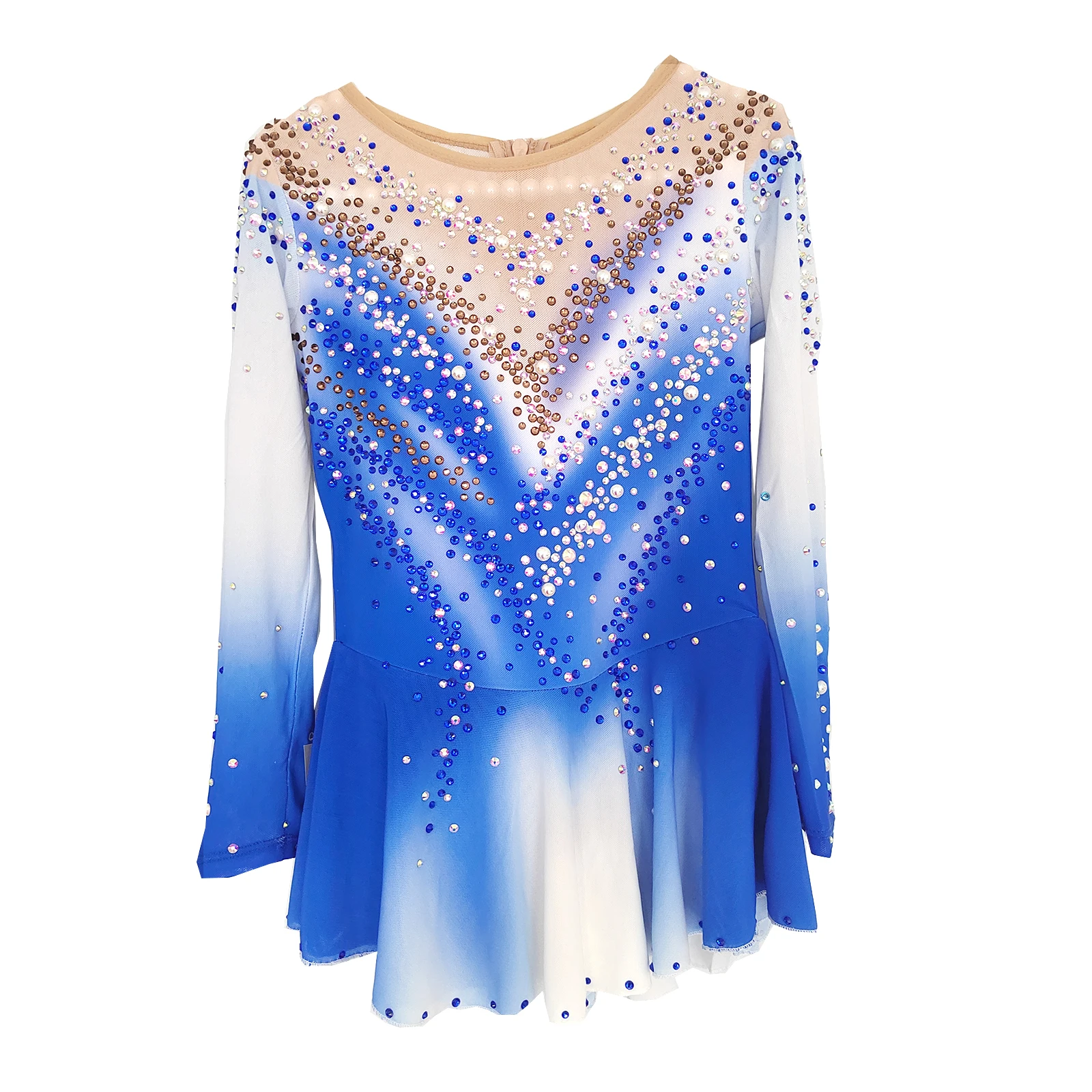 

LIUHUO Ice Figure Skating Dress Women Blue Gradient Gradient Diamonds Handmade Competition Ballet Skating Wear