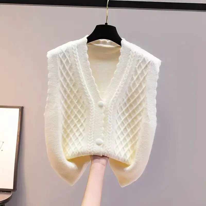 White Sweater Vest Sweater Vest Women\'s Tank Top Solid Knit Cardigan Vest Sweater Vest Women Clothing Vestcropped Sweaters Tops