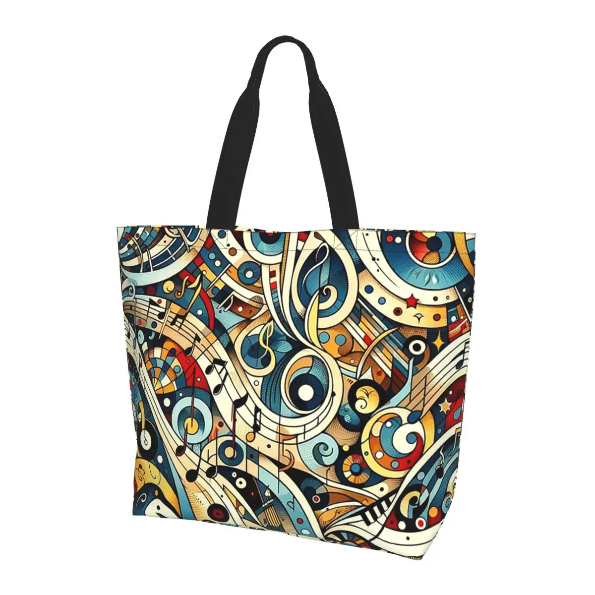 

Symphony In Swirls A Musical Note Journey Shopping Tote Bag Canvas Large Capacity Shoulder Bag Shopper Grocery Handbag for Women
