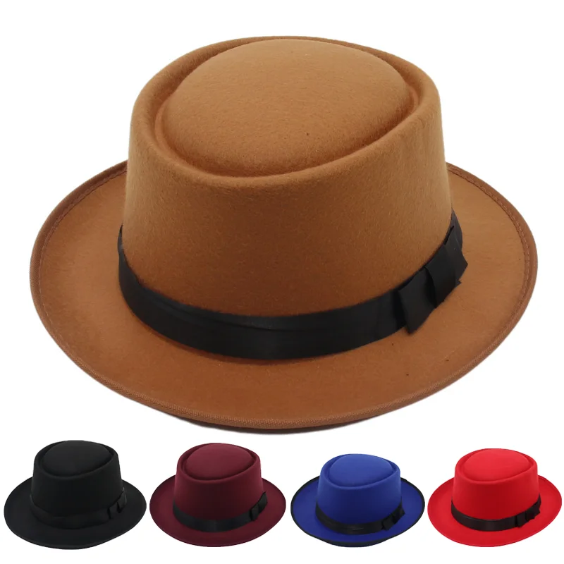 

British Style Bowknot Felt Bowler Hat Elegant Dome Top Gentleman Hat for Men Women Classic Fashion Accessory for Western Outfits