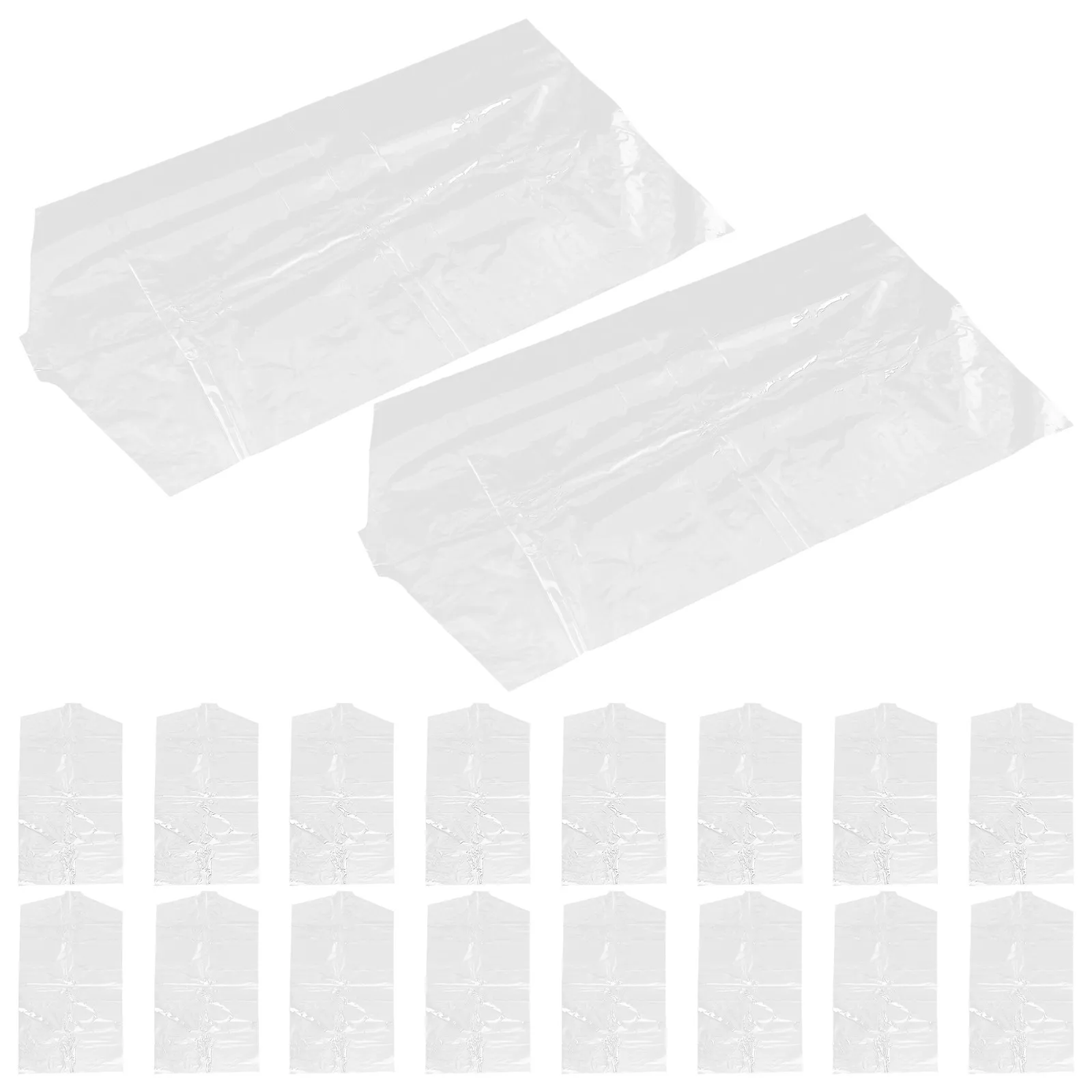 60Pcs Translucent Garment Covers Eco Friendly Wear Resistant Plastic Clothes Bags for Suit Coat Overcoat Storage Hanging