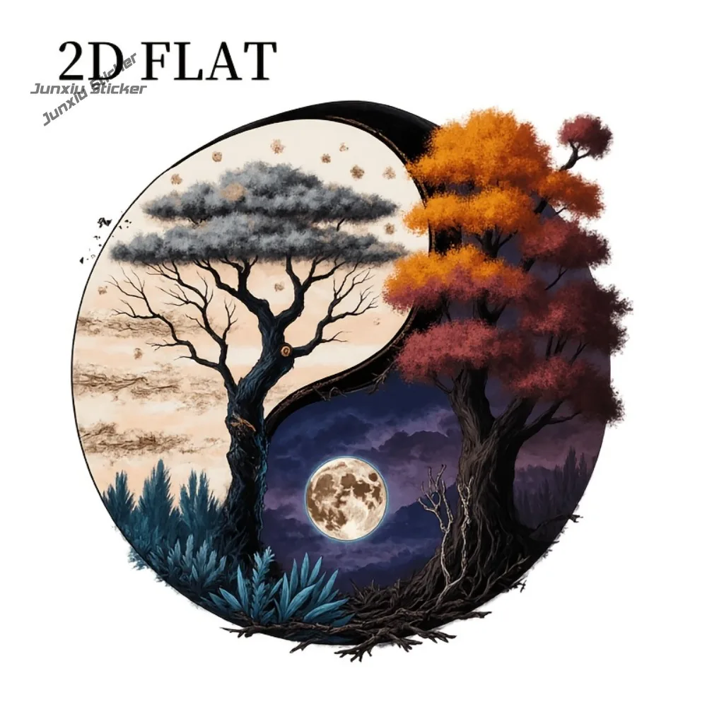 

Виниловая наклейка «Дерево Жизни Инь-Ян» — двусторонний духовный символ с левой и правой частями, самоклеящаяся, для автомобилей, бамперов