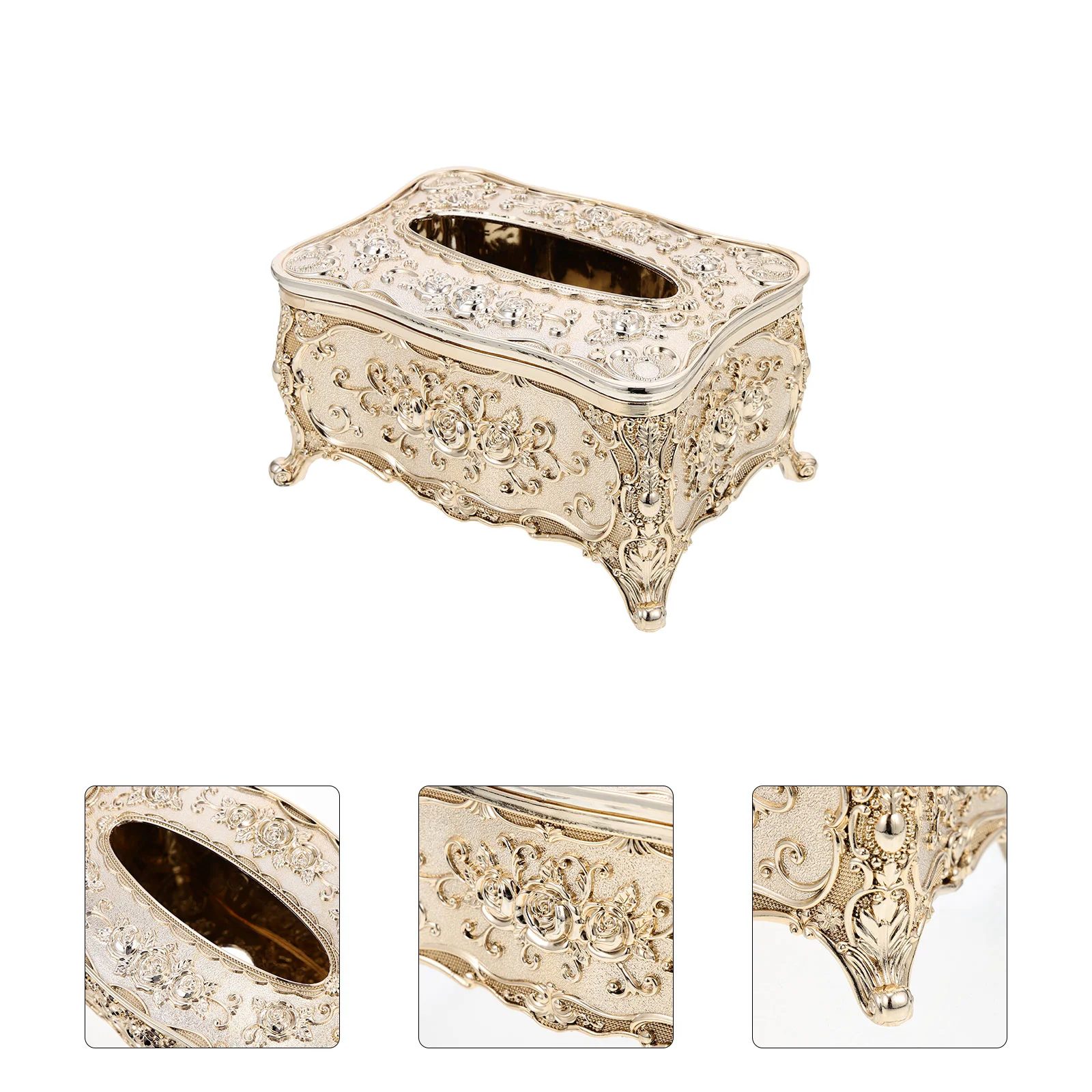 

Embossed Paper Box Desktop Tissue Decor Vintage Napkin Dispenser Decoration Towel Container