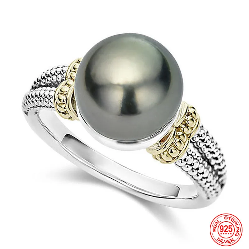 925 Silver Pearl Ring For Women Wedding Jewelry Accessories Wholesale