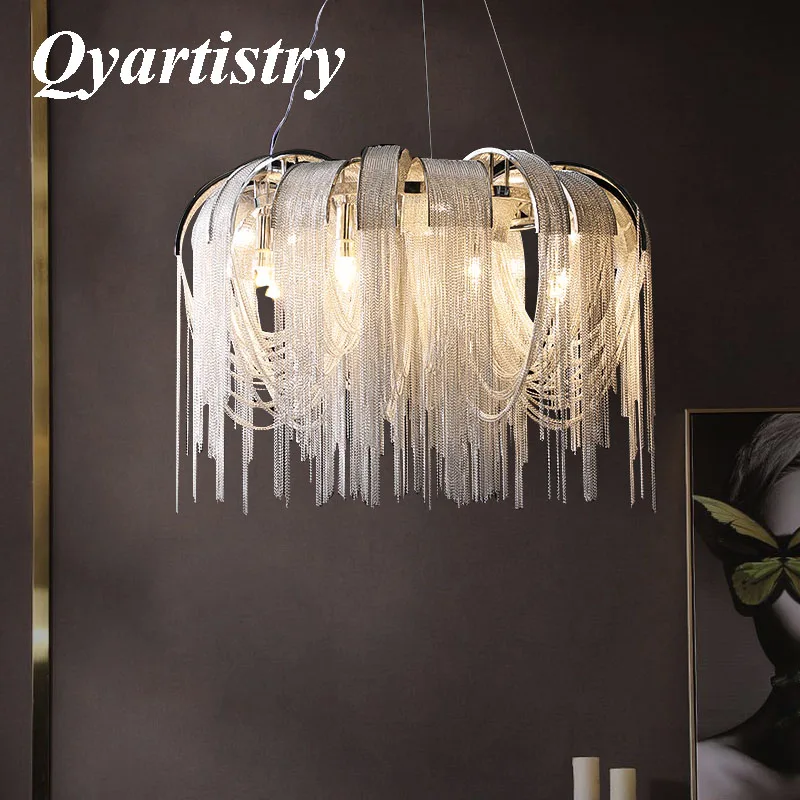 

2022 Italian light luxury tassel living room chandelier postmodern restaurant bedroom hotel engineering designer staircase lamp