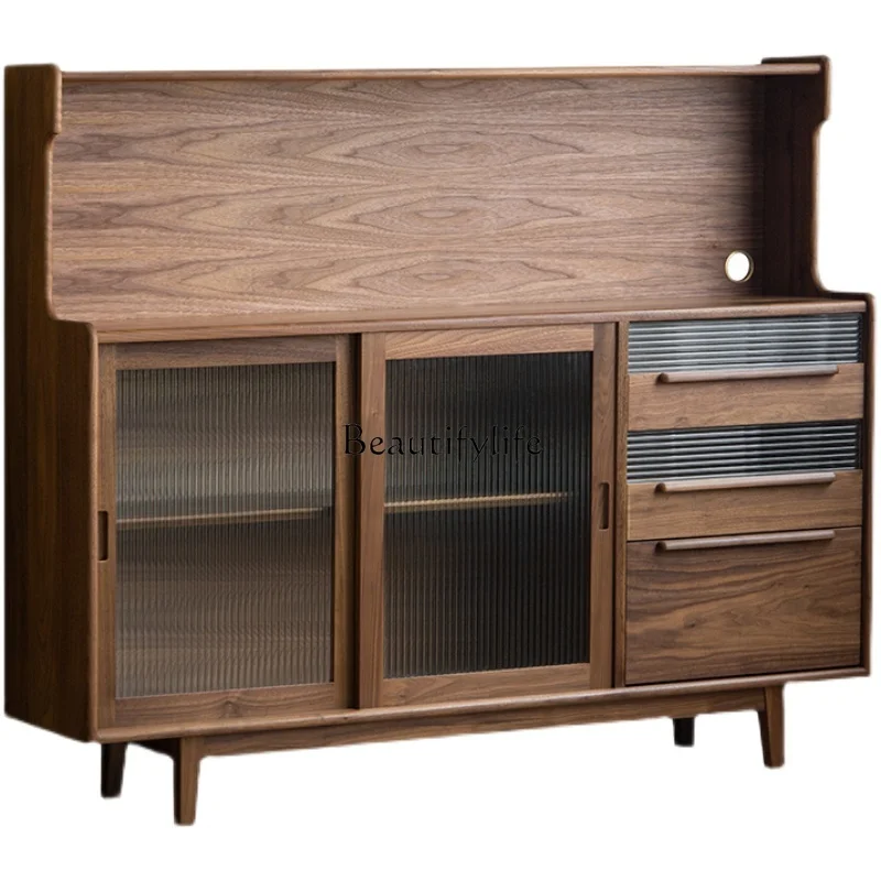 

North American Black Walnut Side Cabinet Solid Wood Storage Shelf