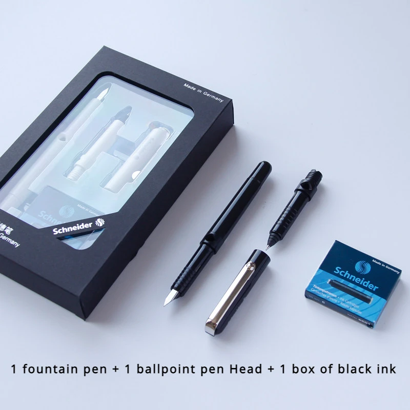 Schneider BK400 Fountain Pen Set with Ballpoint Pen Head, Refill Inks in Box 0.5mm Business Office Signature Pen Chrismas Gift