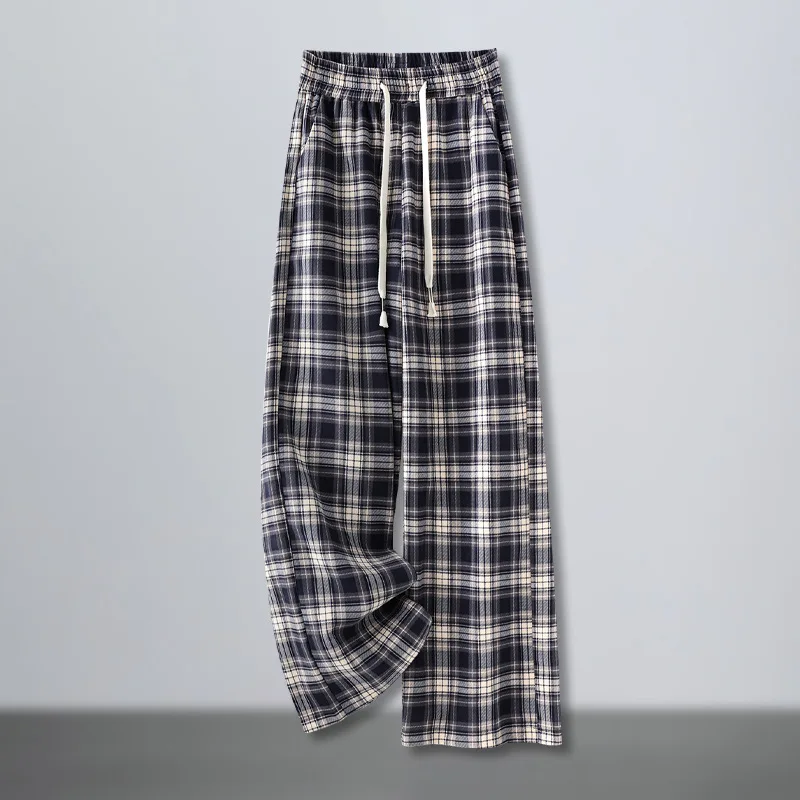 

Осенние новые узкие клетчатые широкие брюки в стиле ретро для женщин, драпированные утягивающие прямые повседневные брюки с высокой талией, модные