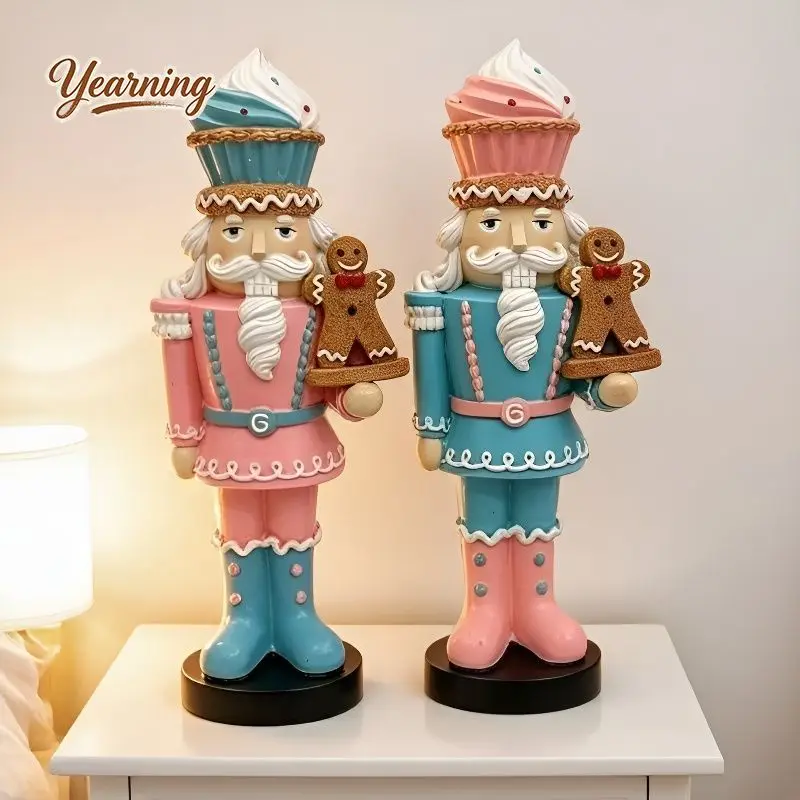

Nutcracker Soldier Wooden Doll Room Decor French Style Ornament Sweet Pink Home Decoration Creative Tabletop Figurine